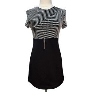 Vintage black and silver striped mini dress